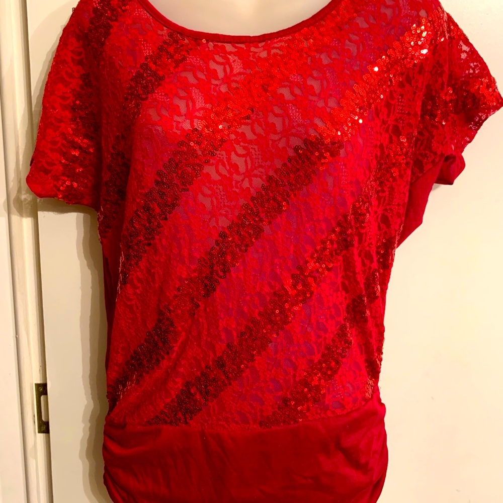 Daytrip Sequin Red Top